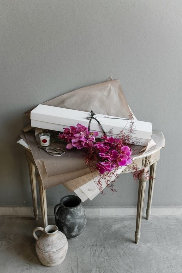 Pink orchids in a box by Lela Design 0
