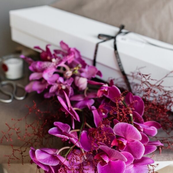 Pink orchids in a box by Lela Design 3