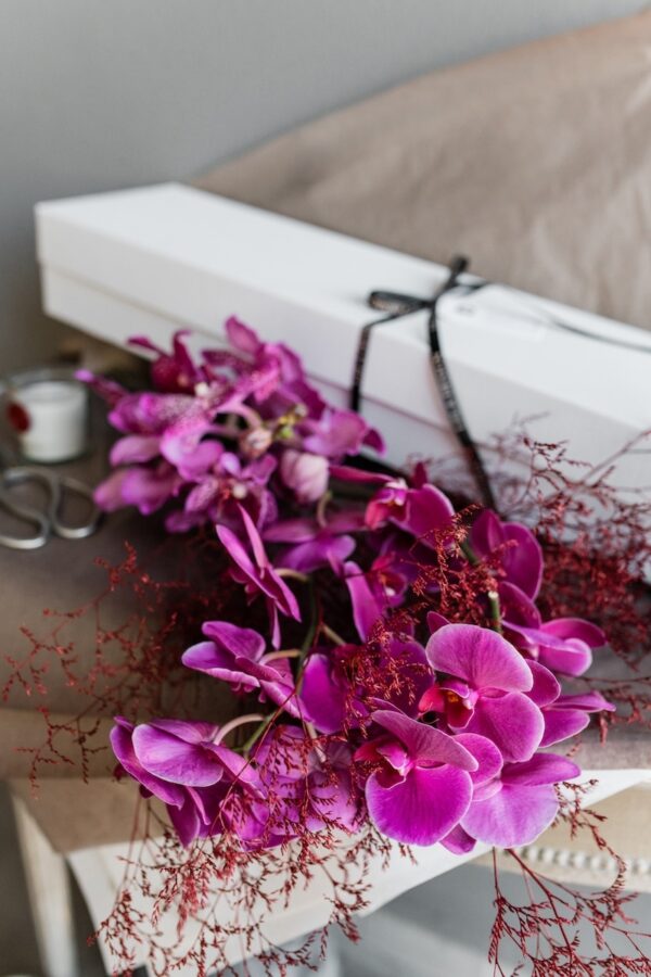 Pink orchids in a box by Lela Design 3