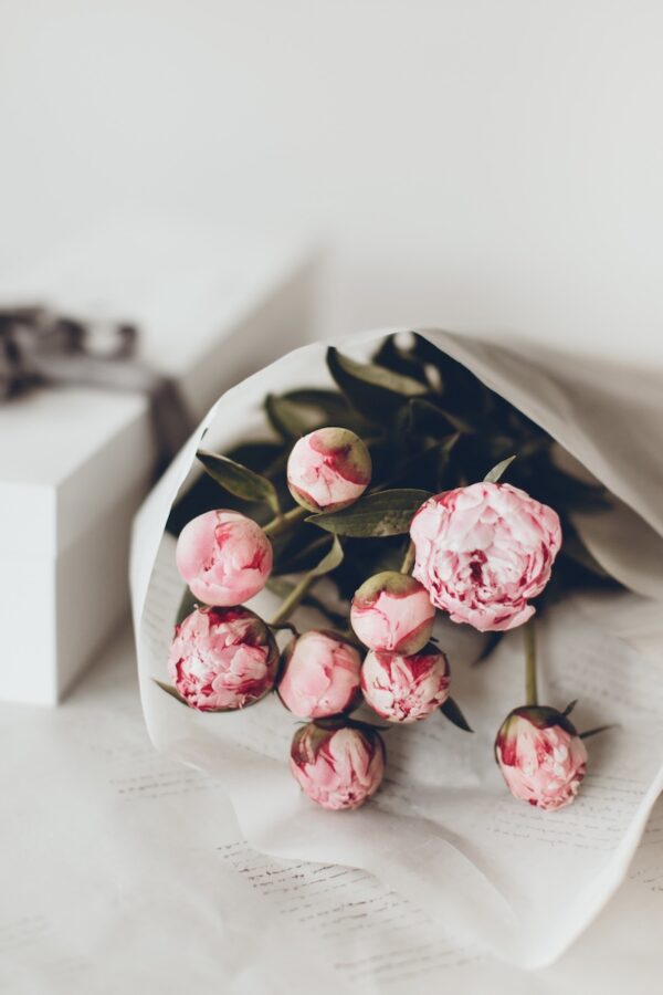 Pink peonies in a box by Lela Design 1