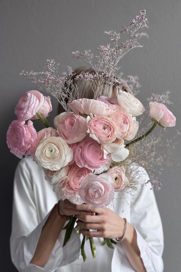 Bouquet of pastel ranunculus by Lela Design 0